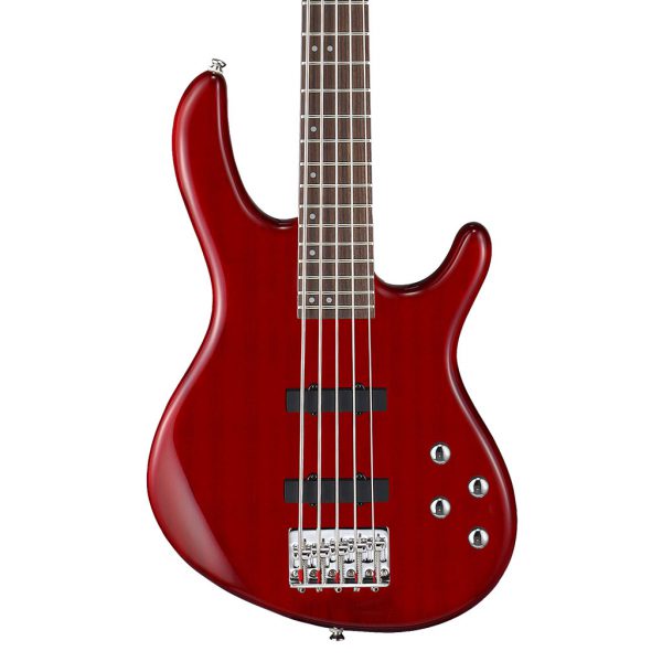 Cort Action Bass V Plus – 5 String Bass Guitar Transparent red